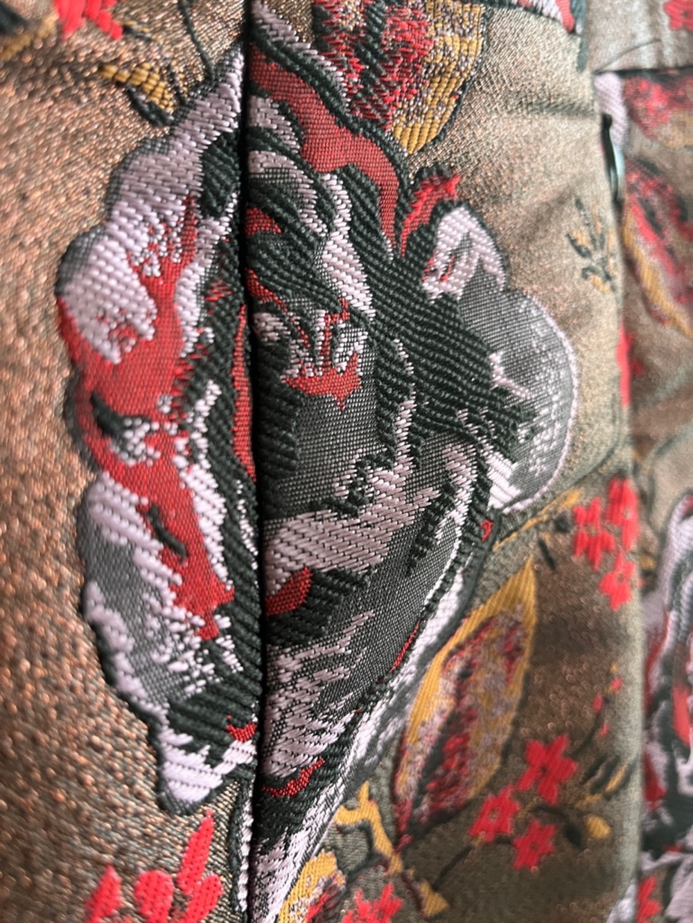 Cath Kidston Jacquard Rose Print A line Skirt in red purple brown size 8 - Picture 9 of 14